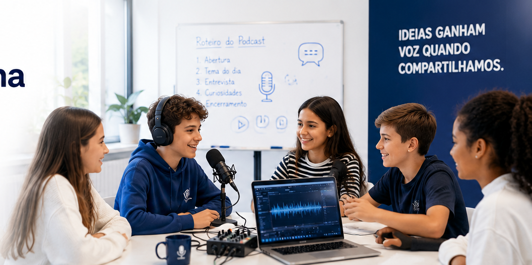Estudantes em uma atividade de aprendizagem colaborativa